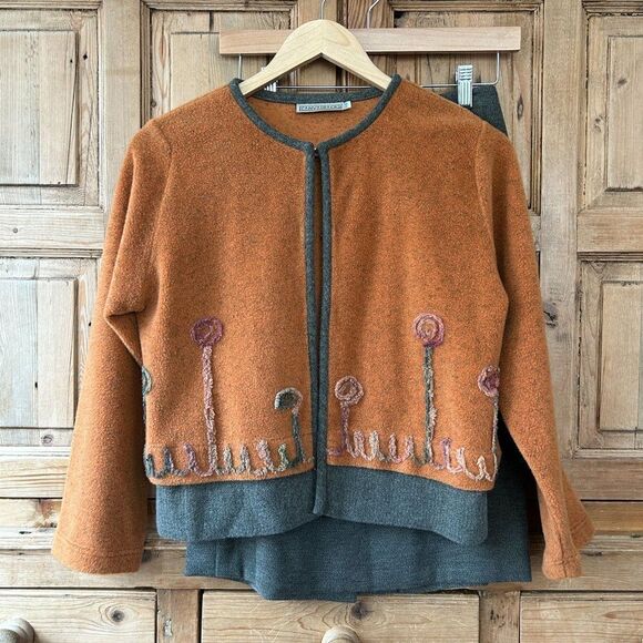 Vintage Canvasbacks 2 Petite 2 Piece Set -‎ Skirt and Fleece Cardigan Sweater - Picture 1 of 10